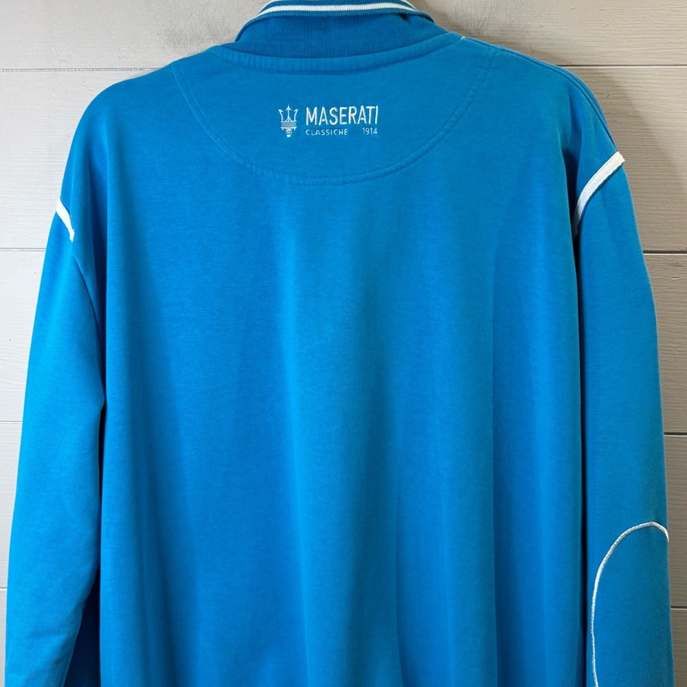 Maserati Classiche | Men's Light Blue Long Sleeve Half-Zip Pullover Size 3X - Picture 5 of 12